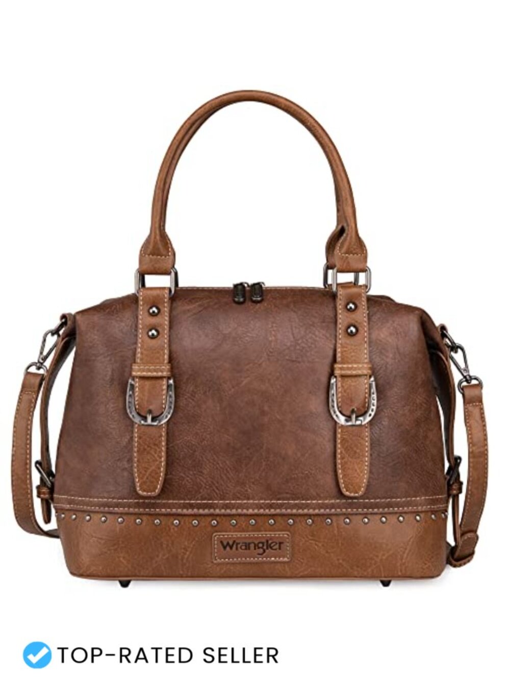 Western Barrel Satchel Handbag Doctor Bag with Detachable Strap Faux Leather